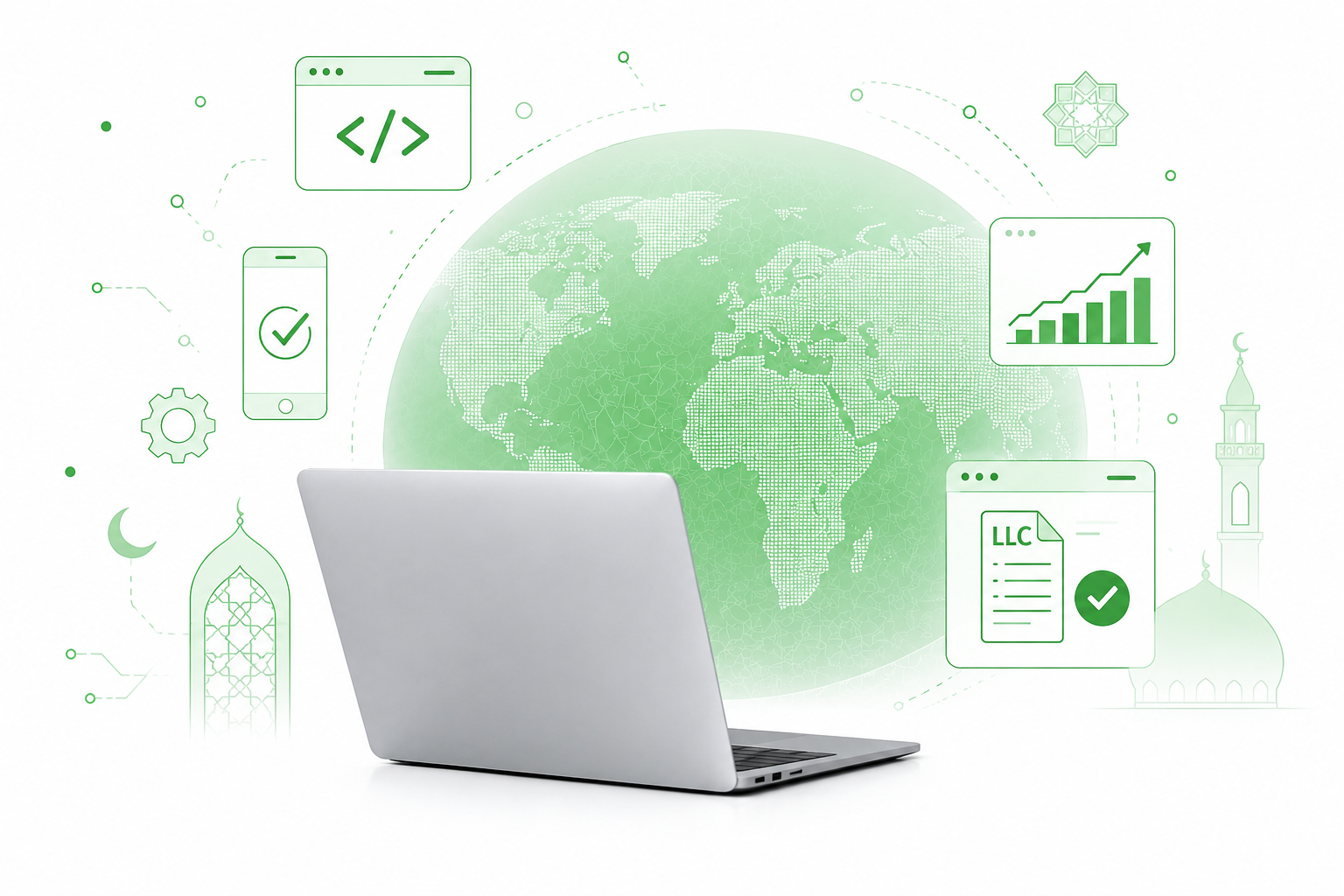 Entrepreneur musulman travaillant sur un projet digital